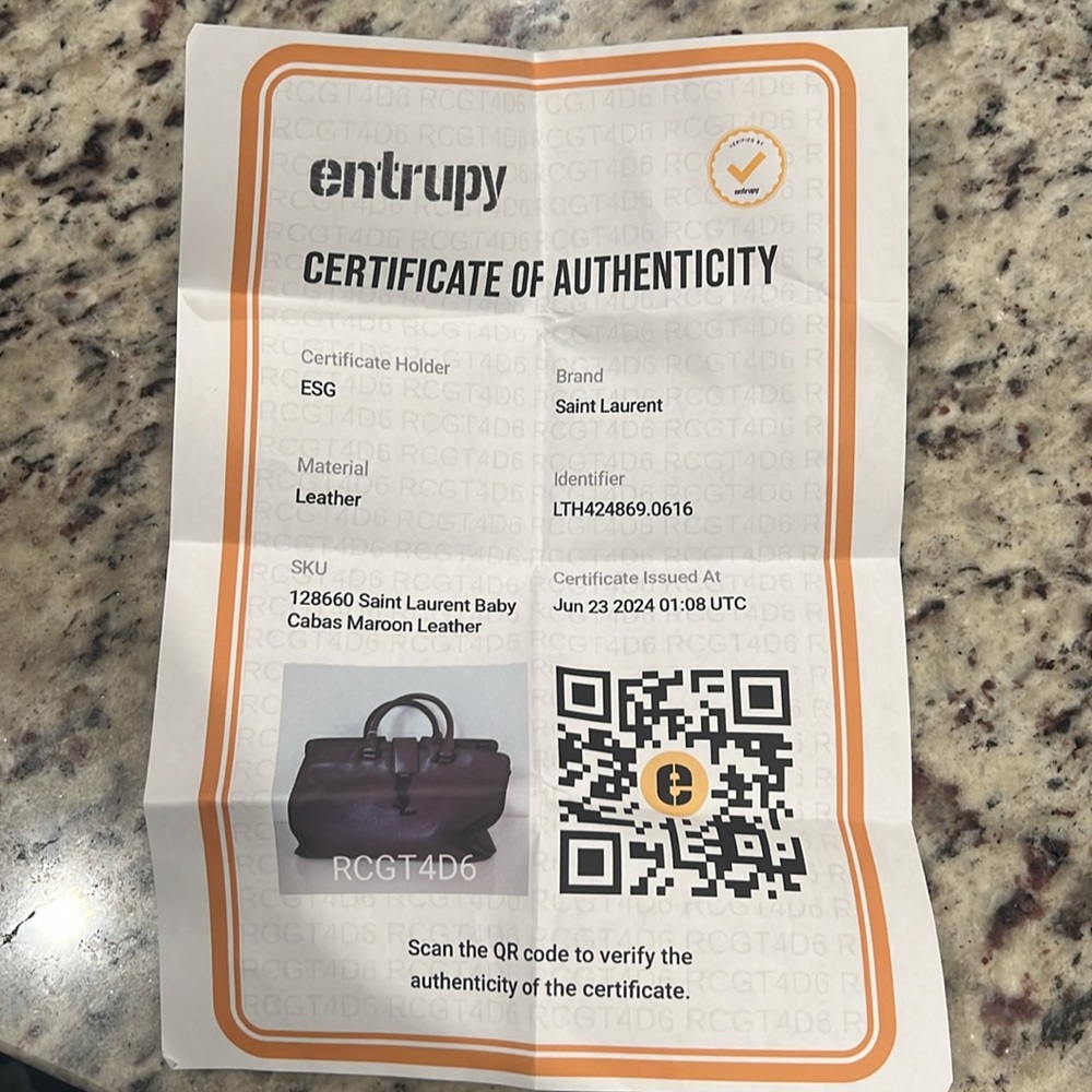 Yves Saint Laurent Cabas Maroon Leather Bag - Picture 10 of 10